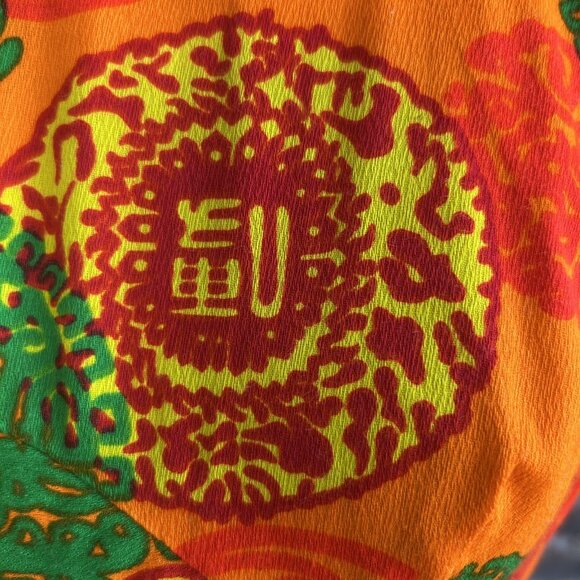 Vintage 70s Hawaii Nei Orange Maxi Hostess Dress Made in Hawaii Size 10 - Picture 9 of 11